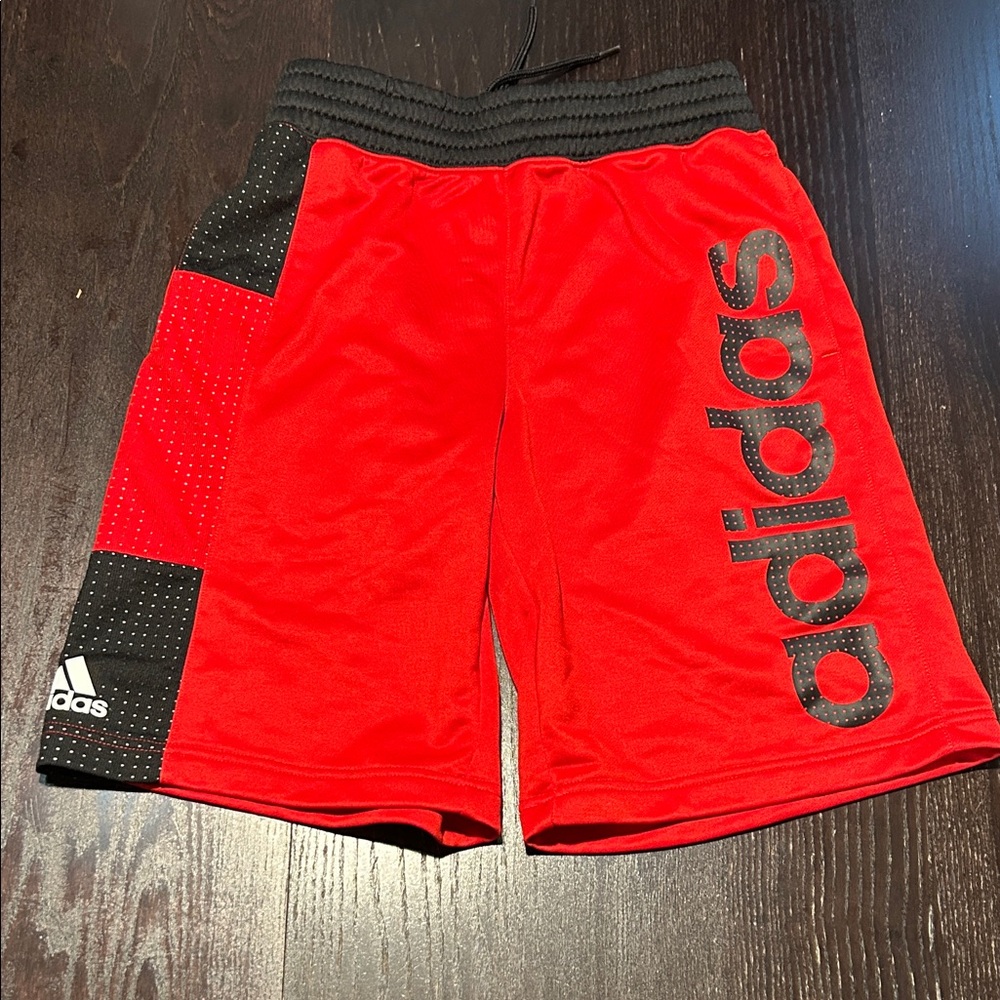 Adidas Kids Red Shorts with Black Details